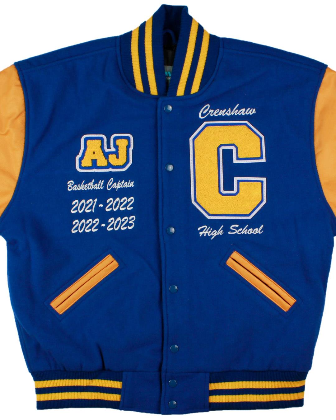 Crenshaw High School Cougars Lettermen Jacket, Los Angeles, CA - Front