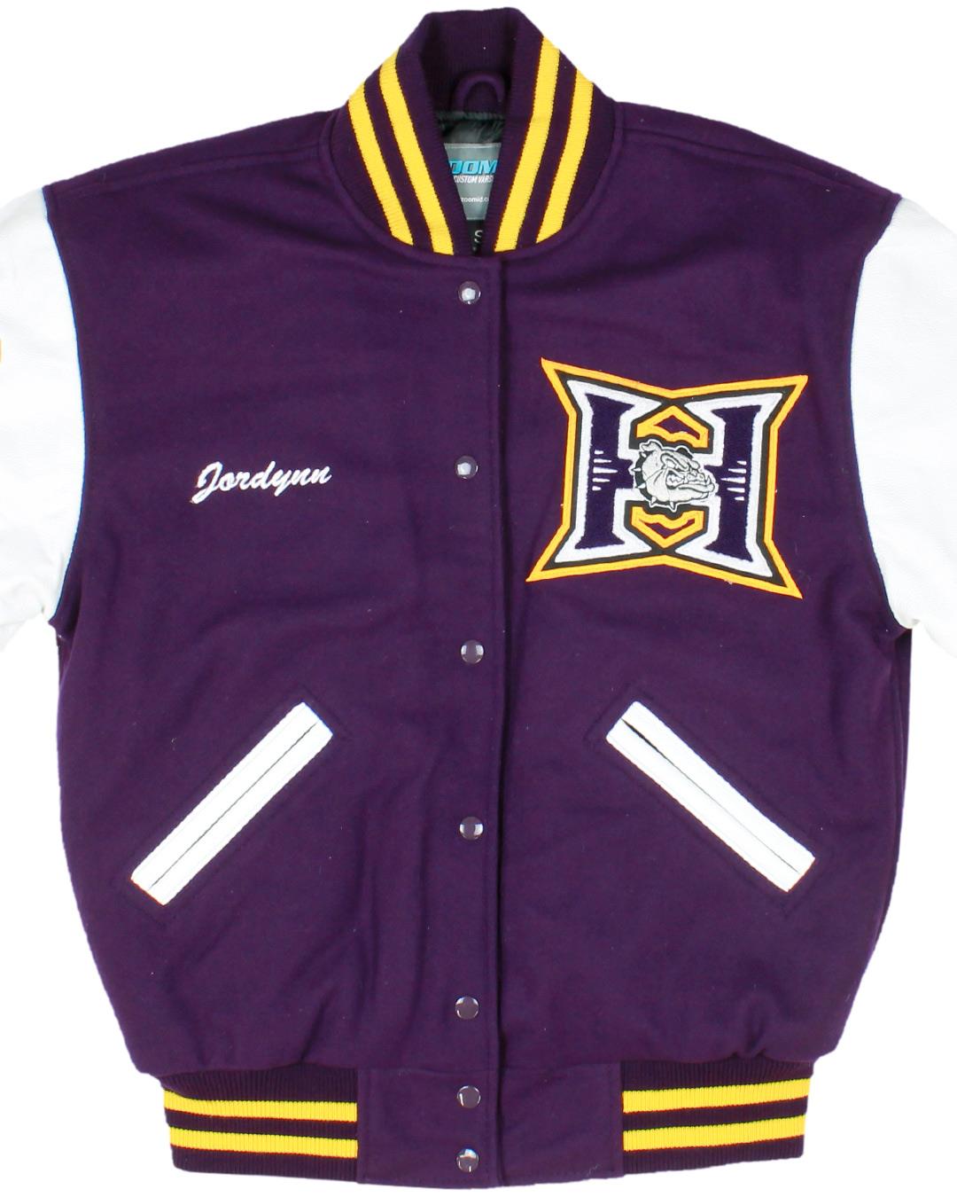 Hermiston High School Bulldogs Letterman Jacket, La Hermiston, OR - Front