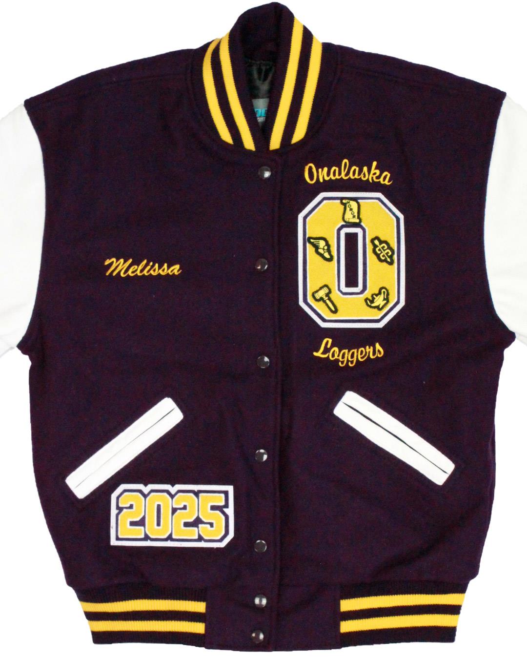 Onalaska High School Loggers Letterman Jacket, Klickitat, WA - Front
