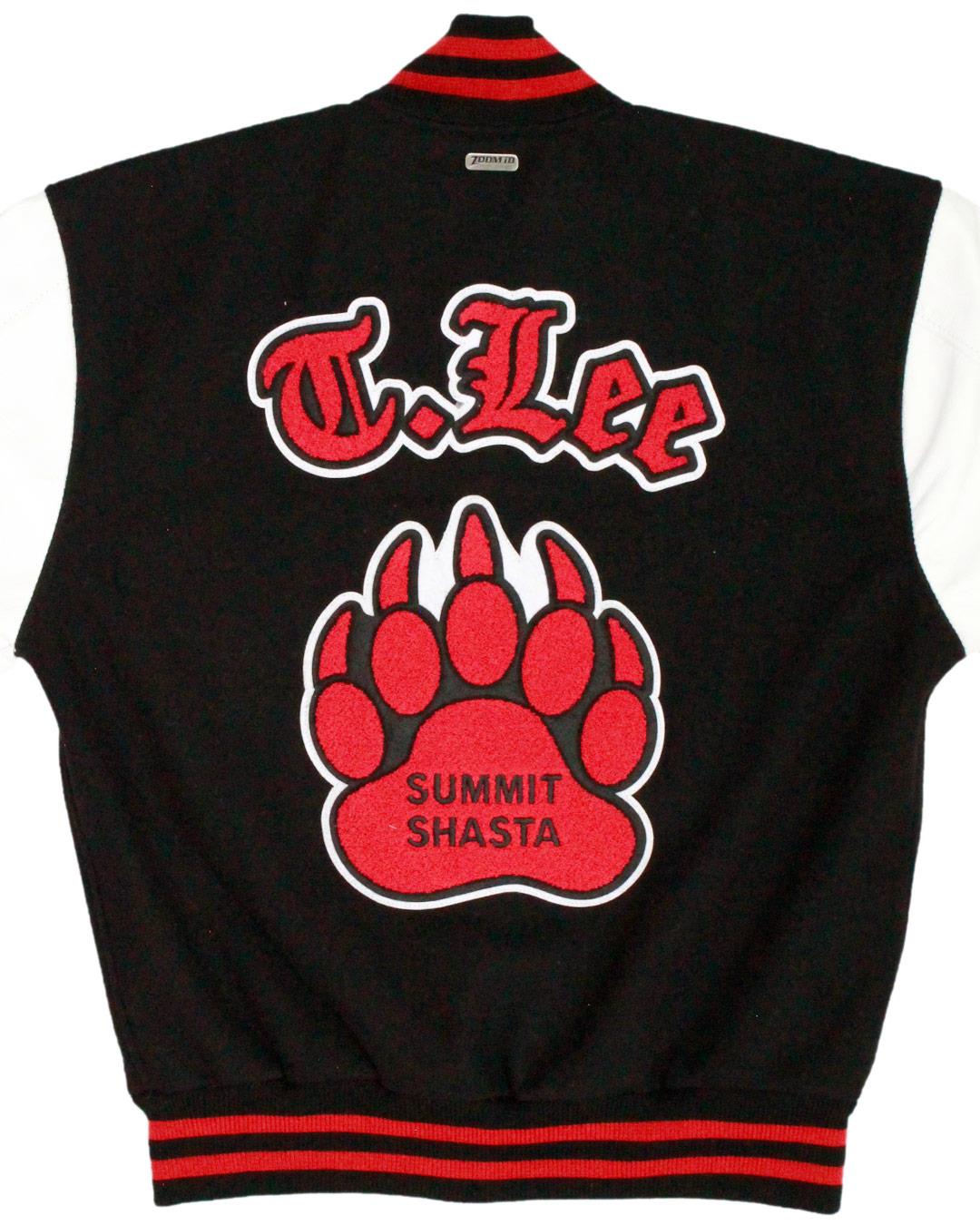 Summit Shasta High School Black Bears Letterman Jacket, Daly City, CA - Back 