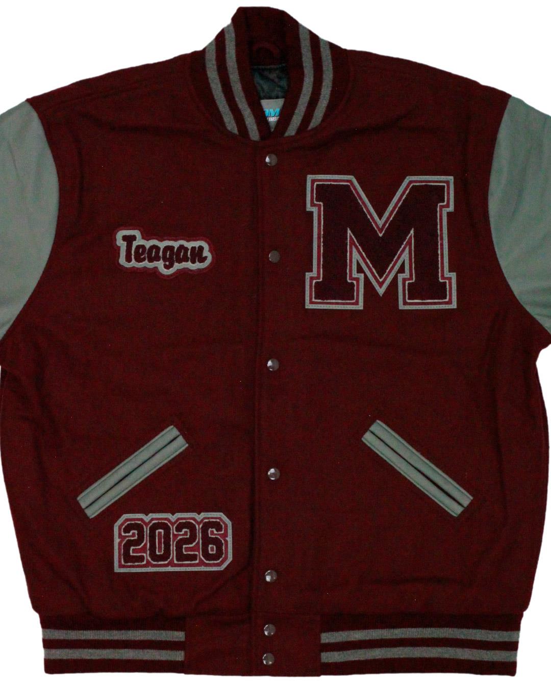 Montesano High School Bulldogs Leather Man Jacket, Montesano, WA - Front 